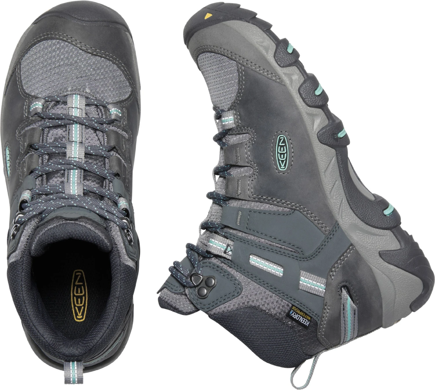 'Keen Outdoor' Women's Steens WP Leather Mid Hiker - Steel Grey / Ocean Wave 7 'Keen Outdoor' Women's Steens WP Leather Mid Hiker - Steel Grey / Ocean Wave - Image 5