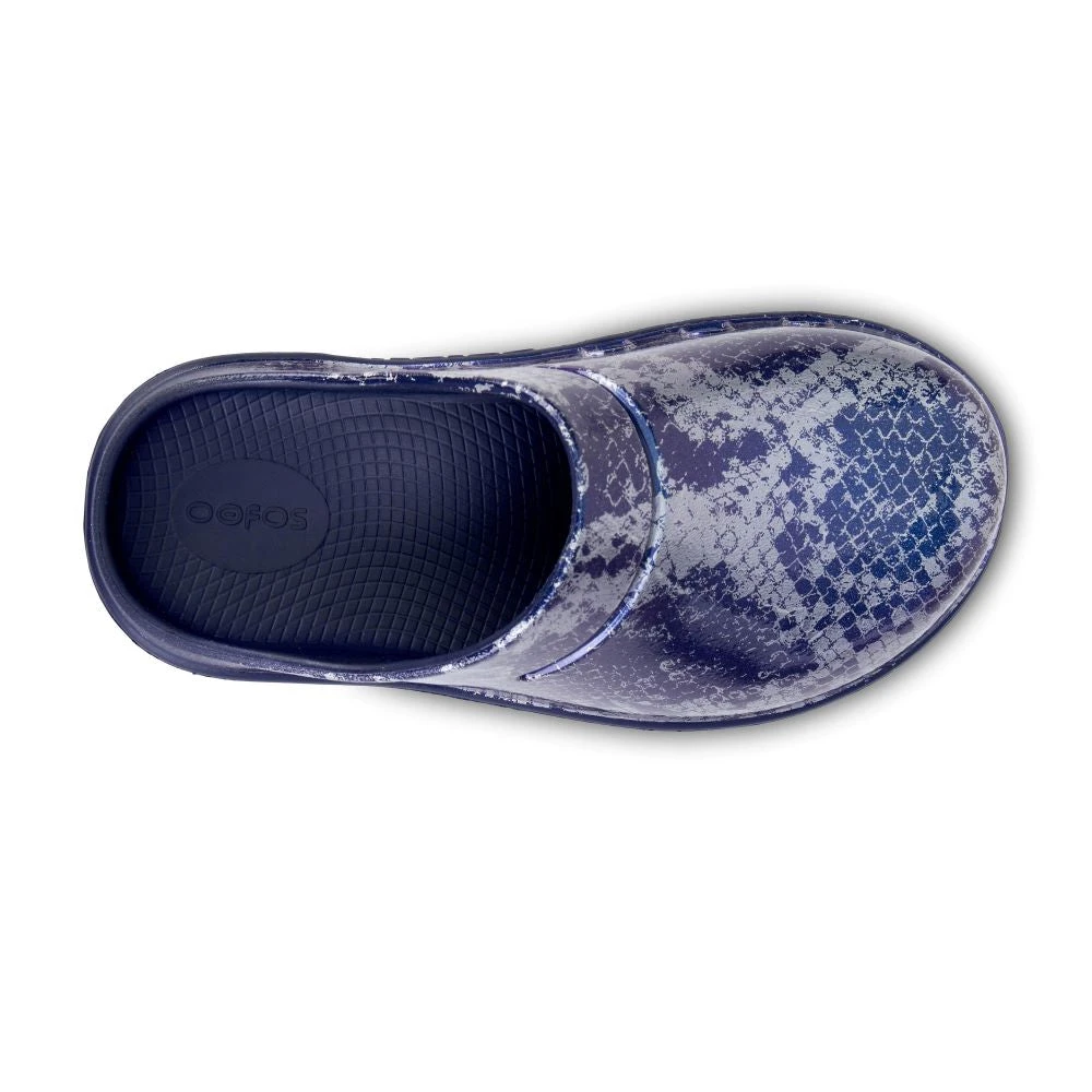 'OOFOS' Women's OOcloog Clog Limited Edition - Navy / Silver Snake 4 'OOFOS' Women's OOcloog Clog Limited Edition - Navy / Silver Snake - Image 2