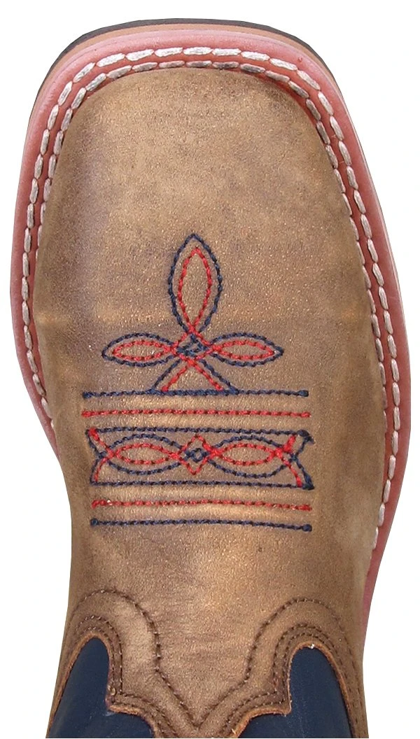 'Smoky Mountain' Children's Stars & Stripes Square Toe - Vintage Brown 4 'Smoky Mountain' Children's Stars & Stripes Square Toe - Vintage Brown - Image 2