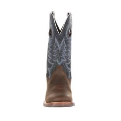 'Durango' Men's 12" Rebel Pro™ Denim Blue Western Square Toe - Brown / Denim -Fashion Shoe Store DDB0216 front 1024x1024@2x