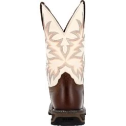 'Durango' Men's 11" WorkHorse™ Western Steel Toe - Chocoloate / Bone -Fashion Shoe Store DDB0426 back 1024x1024@2x