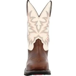 'Durango' Men's 11" WorkHorse™ Western Steel Toe - Chocoloate / Bone -Fashion Shoe Store DDB0426 front 1024x1024@2x
