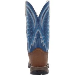 'Durango' Men's 12" Rebel Western Square Toe - Saddle Brown / Denim Blue -Fashion Shoe Store DDB0429 back 1024x1024@2x