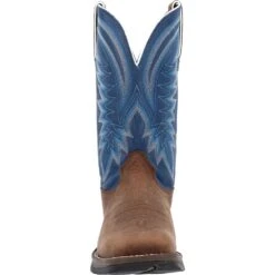 'Durango' Men's 12" Rebel Western Square Toe - Saddle Brown / Denim Blue -Fashion Shoe Store DDB0429 front 1024x1024@2x