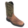 'Old West' Children's Western Broad Square Toe - Brown / Green -Fashion Shoe Store IMG 9817 1024x1024@2x